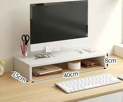 White Monitor Riser Stand Ergonomic Laptop Desk Organizer with Keyboard ...