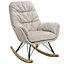 White Morale Fabric Rocking Chair Recliner Armchair with Oak Runner