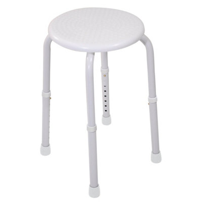 White Multi Purpose Stackable Stool Rust proof Aluminium Frame Height Adjustable