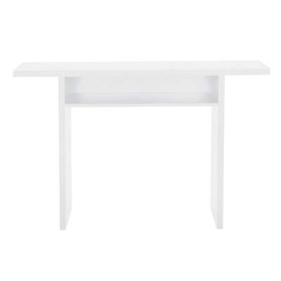 White Narrow Rectangular Console Table Desk with Storage Shelf