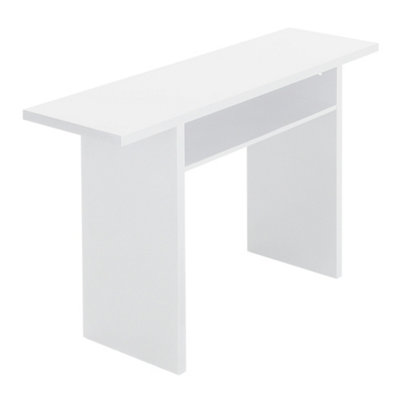 White Narrow Rectangular Console Table Desk with Storage Shelf