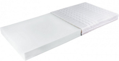 White Nela Single Bed with Storage and Foam Mattress - Sleek & Space-Efficient (H670mm W1980mm D970mm)