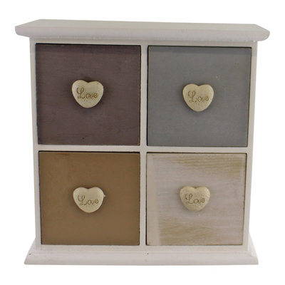 White & Neutral Coloured Love Heart Trinket Drawers | DIY at B&Q