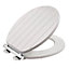 White New England Tongue and Groove Toilet Seat Heavy Duty Bar Hinge Wood Finish