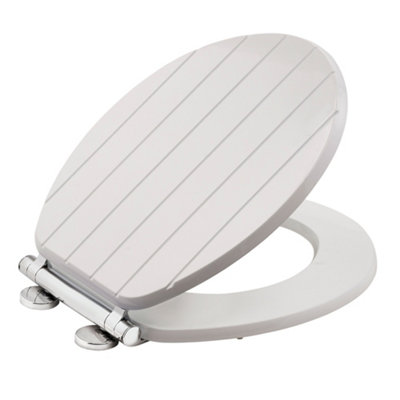 White New England Tongue and Groove Toilet Seat Heavy Duty Bar Hinge