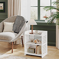 White Nightstand with Station End Table - Square 50 x 40 x 30cm