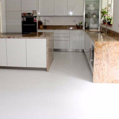 White Non Slip Plain Effect Vinyl Flooring For LivingRoom, Kitchen, 2mm Thick Cushion Backed Vinyl Sheet-1m(3'3") X 4m(13'1")-4m²