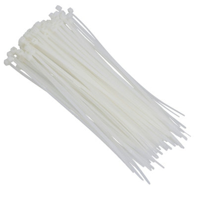 White Nylon Cable Ties Zip Ties Lock Ties 3.6mm x 200mm 100 Pack