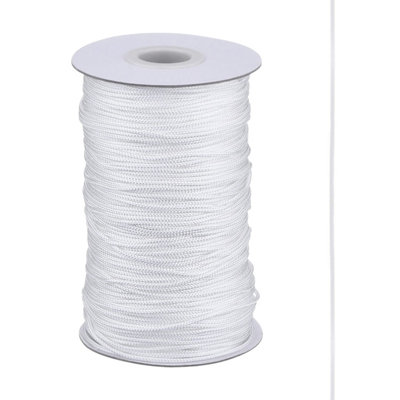 White Nylon Cord 1.2mm Braided Rope, 20 Metres