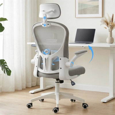 White Office Chair Computer Desk Chairs Back Mesh Ergonomic Swivel Gas ...
