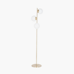 White Orb and Gold Metal Floor Lamp