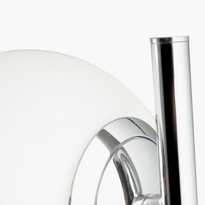 White Orb and Shiny Chrome Metal Floor Lamp