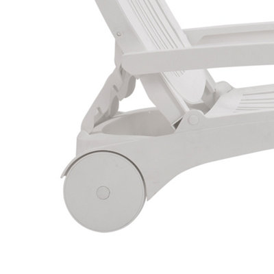 White Outdoor Foldable Sun Lounger with Adjustable Back Plastic Reclining Garden Sun Bed - 7