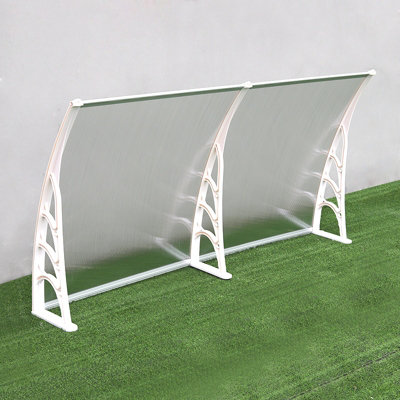 White Outdoor Front Door Canopy Awning Window Rain Shelter W 190 cm x D 100 cm x H 28 cm