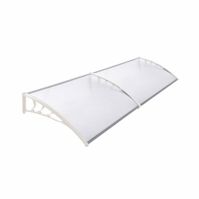 White Outdoor Front Door Canopy Awning Window Rain Shelter W 190 cm x D 100 cm x H 28 cm