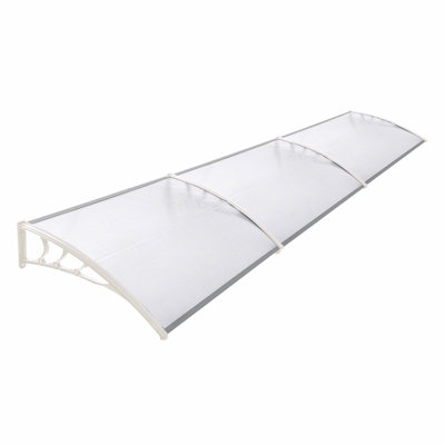 White Outdoor Front Door Canopy Awning Window Rain Shelter W 270 cm x D 100 cm x H 28 cm