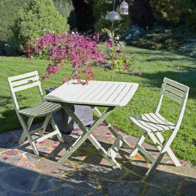 White Outdoor Garden Patio Balcony 3pc Collapsible Folding Camping Furniture Set