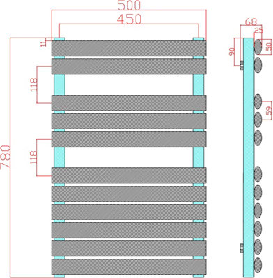 White Oval Panel Bathroom Radiator 780x500mm