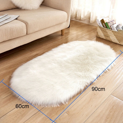 White Oval Soft Floor Rug Decor for Room 180cm L x 100 cm W