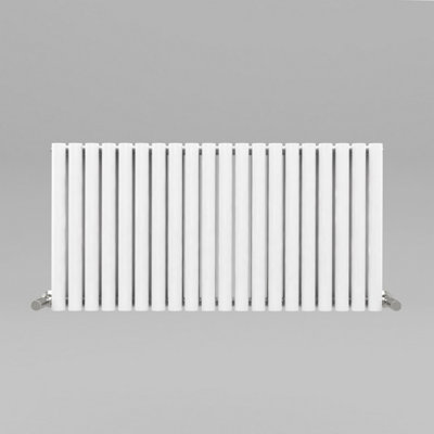 White Oval Tube 600x1180mm Horizontal Double Panel Heated Towel Radiator