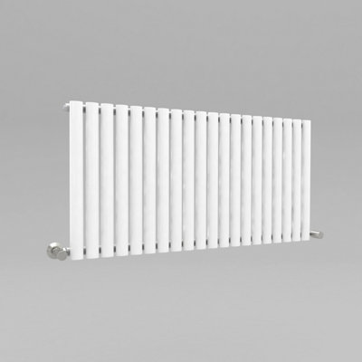 White Oval Tube 600x1180mm Horizontal Single Panel Heated Towel Radiator