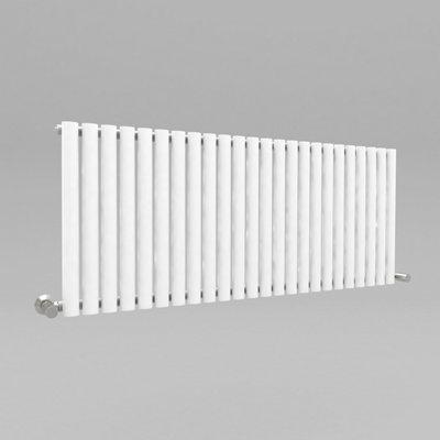 White Oval Tube 600x1416mm Horizontal Single Panel Heated Towel Radiator