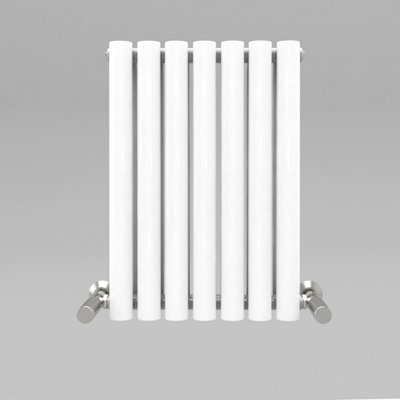 White Oval Tube 600x413mm Horizontal Double Panel Heated Towel Radiator