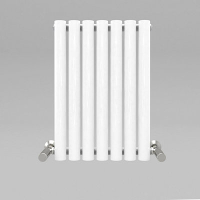 White Oval Tube 600x413mm Horizontal Single Panel Heated Towel Radiator