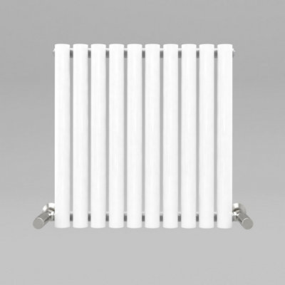 White Oval Tube 600x590mm Horizontal Single Panel Heated Towel Radiator