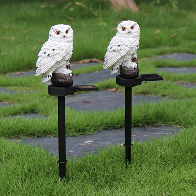 White Owl LED Solar Outdoor Landscape Garden Decoration Light