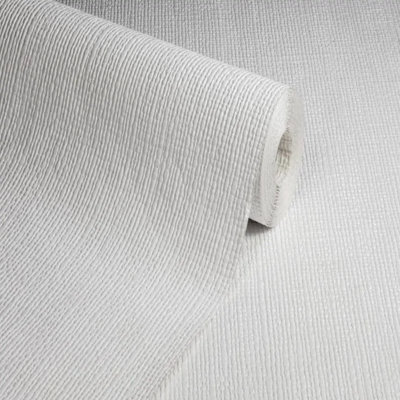 White Paintable Wallpaper Weave Effect Original Brooke Anaglypta Free Match Textured