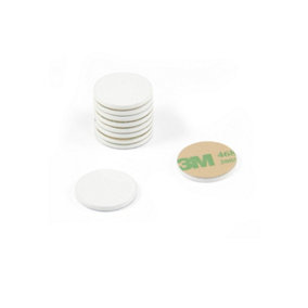 White Painted Mild Steel Disc with 3M Self Adhesive - 20mm dia x 2mm thick (Pack of 10)