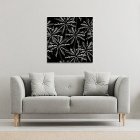 White Palm Trees on Black (Canvas Print) / 101 x 101 x 4cm