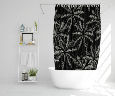 White Palm Trees on Black (Shower Curtain) / Default Title Price Comparisons | Compare The Build
