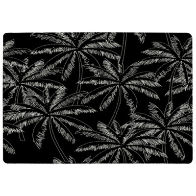 White Palm Trees On Black Special Soft Home Rug