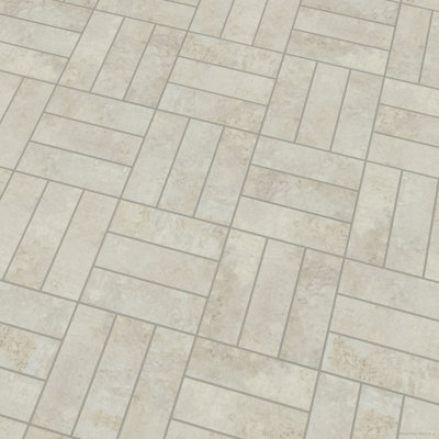 White Parquet Effect Anti-Slip Luxury Vinyl Tile For Commercial