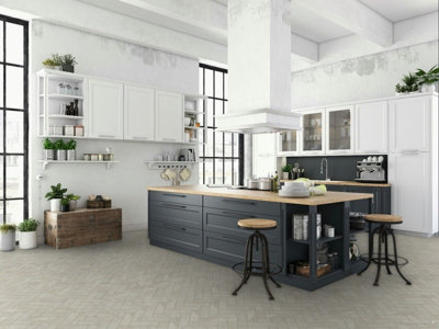 White Parquet Effect Anti-Slip Luxury Vinyl Tile For Commercial - 3
