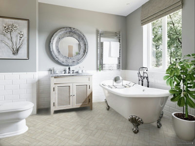 White Parquet Effect Anti-Slip Luxury Vinyl Tile For Commercial - 5