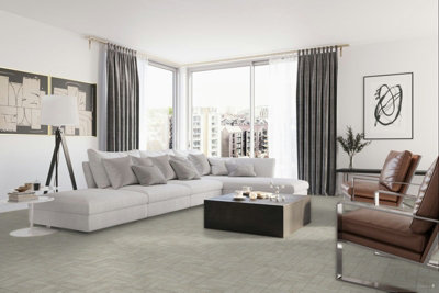 White Parquet Effect Anti-Slip Luxury Vinyl Tile For Commercial - 6