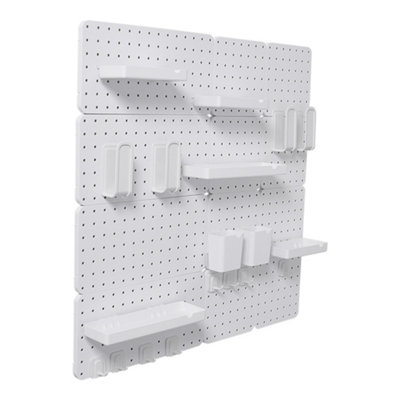 White Pegboard Combination Kit Board Set Hanging for Wall Organizer 840mm(H)