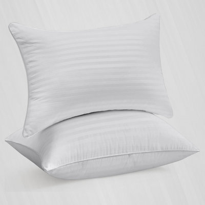 WHITE PILLOWCASE LUXURY CASES MICROFIBER HOUSEWIFE STRIPE PILLOW COVER PAIR