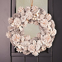 White Pinecone All Season Front Door Wreath Home Decoration Wreath 30cm