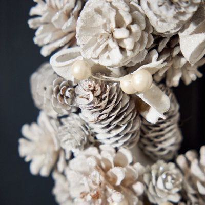 White Pinecone All Season Front Door Wreath Home Decoration Wreath 30cm - 4
