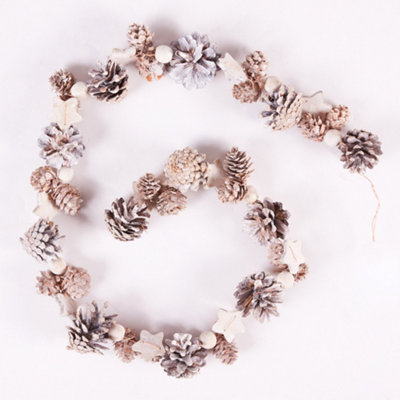White Pinecone and Star Xmas Table Decoration Christmas Garland 1.1m Price Comparisons | Compare The Build
