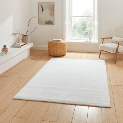 White Plain 13mm Thick Super-Soft Stain-Resistant Rug for Bedroom & Dining Room, Easy to Clean Modern Rug-80cm X 150cm