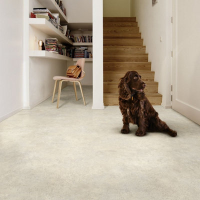 White Plain Effect Anti-Slip Vinyl Flooring For DiningRoom LivingRoom Conservatory And Kitchen Use-3m X 3m (9m²)