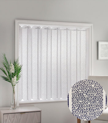 White Plain Textured Voile Louvre Vertical Pleated Window Blind Panel - 72" x 36"