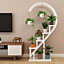 White Plant Stand Indoor 4 Tier Metal  Heart Shape Tall Plant Shelf for Patio Garden Corner