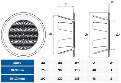 White Plastic 99-124mm Air Vent Custom Diameter Ventilation Ending Cap Grille