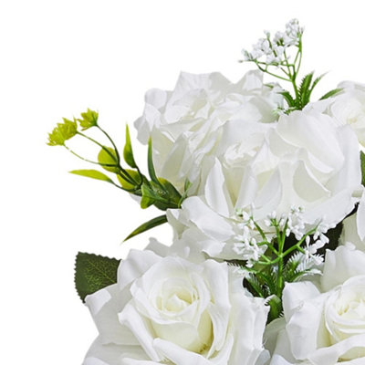 White Plastic Artificial Wedding Rose Flower Row Outdoor/Indoor